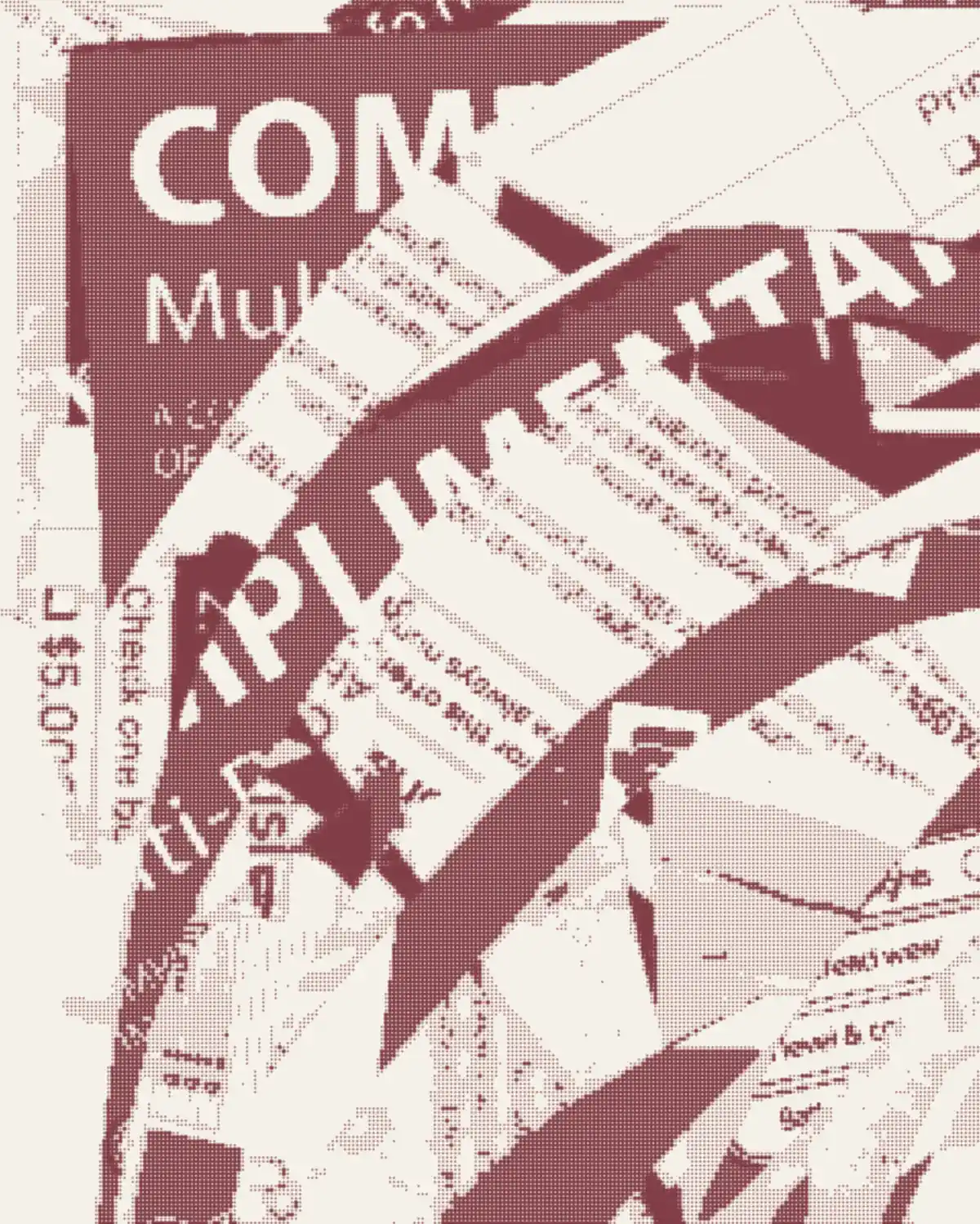 Collage of newspaper and magazine press clippings